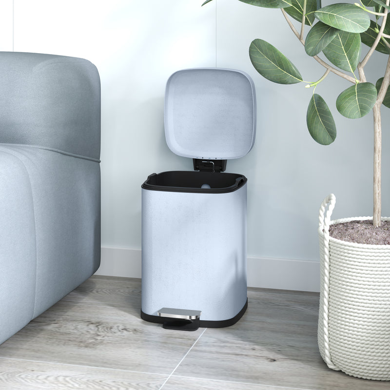 Light Blue 12L Metal Kitchen Bin with Modern Boxy Design by HOMCOM