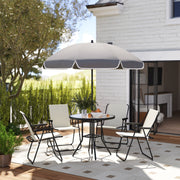 4 Seater Garden Dining Set With Folding Chairs and Parasol Cream White by Outsunny