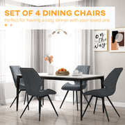Set of 4 PU Leather Dining Chairs with Metal Legs for Kitchen or Dining Room Grey AOSOM
