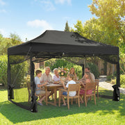 Pop Up Gazebo with Mesh Sides for Quick Garden Shelter and Sun Protection Black Outsunny