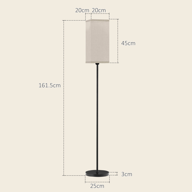Modern Black Floor Lamp with Linen Shade and Foot Switch for Living Room or Bedroom by HOMCOM