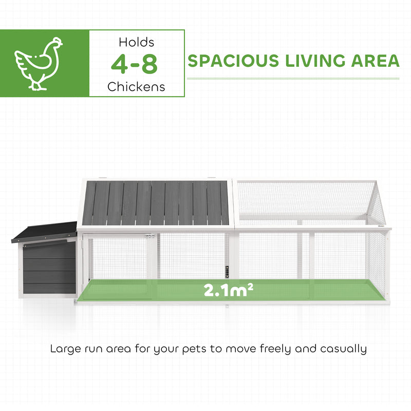 White Wooden Chicken Coop With Nesting Box and Openable Roof for 4-8 Chickens by PawHut