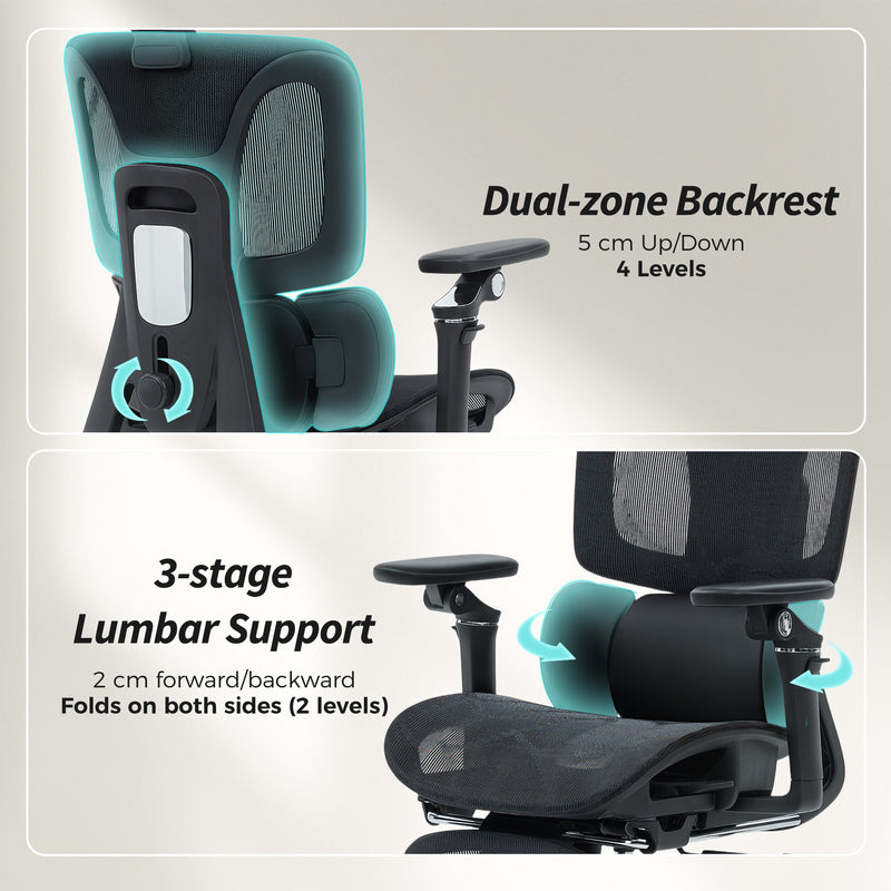 Ergonomic High Back Mesh Office Chair With Lumbar Support For Home Or Work, Black AOSOM