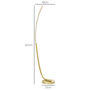 Modern 147cm Curved LED Floor Lamp Gold Tone by HOMCOM