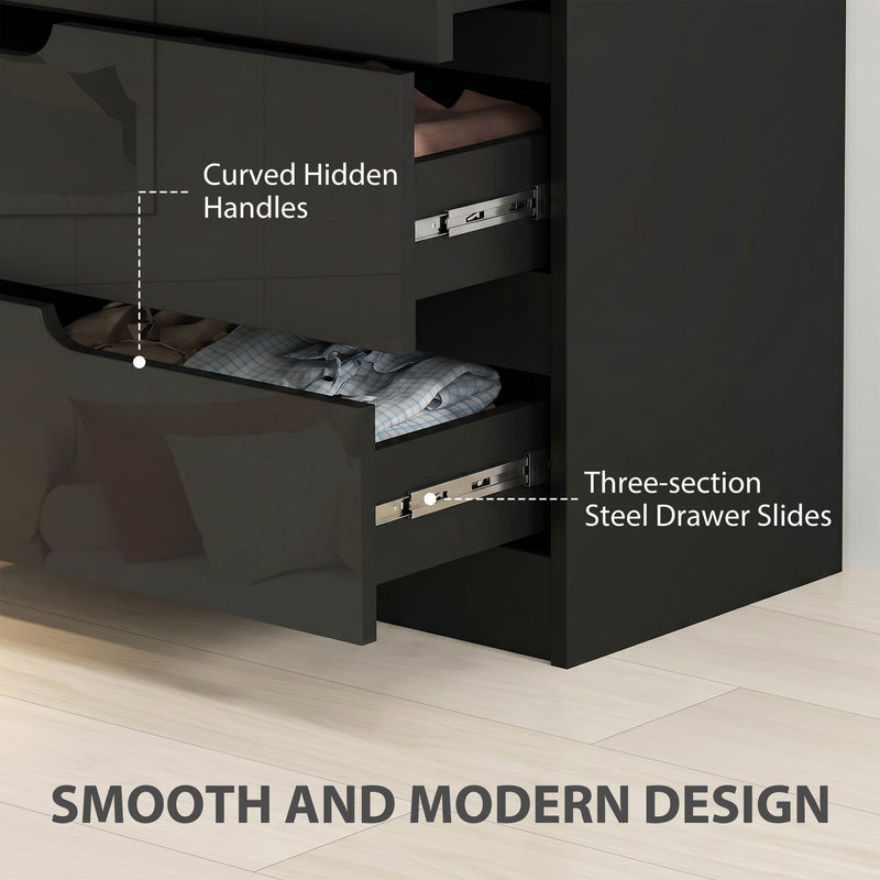 Chest of Drawers with 4 Spacious Drawers for Organised Bedroom Storage High Gloss Black