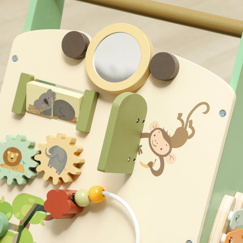 Wooden Baby Push Walker With Xylophone Bead Maze And Speed Control Toy Green AOSOM