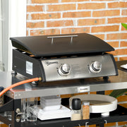 Portable Gas Plancha Grill with 2 Burners Non Stick Griddle for Camping and BBQ, Grey