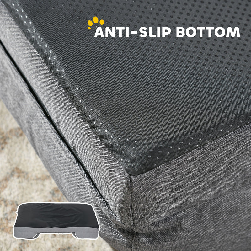 Washable Dog Sofa Bed With Removable Cover And Non Slip Base For Small Pets Grey