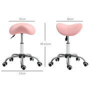 Height Adjustable Saddle Stool For Salon Massage Or Spa With Faux Leather Seat Pink