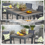 Extendable Grey Rectangular Garden Dining Table for 6 Aluminium Frame with Plastic Top 160cm