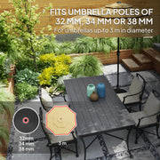 Fillable Parasol Base for Stable Outdoor Shade, Fit 32-38mm Poles, Fill With Water or Sand, Black Outsunny