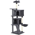 Large 160cm Cat Tree Tower with Hammock Condos Scratching Posts and Ladder Dark Grey AOSOM
