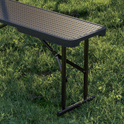Folding Picnic Table and Bench Set for Camping and Outdoor Dining with Carry Handles Black AOSOM