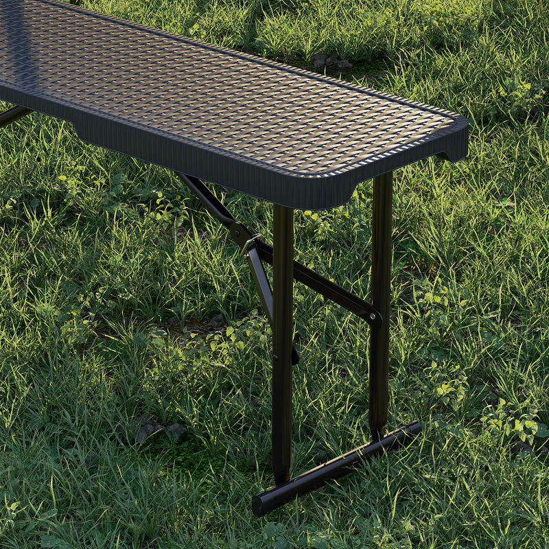 Folding Picnic Table and Bench Set for Camping and Outdoor Dining with Carry Handles Black AOSOM