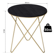 Round Coffee Table with Metal Crossed Legs, Modern Living Room Furniture - Black/Gold Tone (Φ43cm) by Homcom Homcom