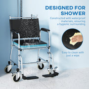 Rolling Shower Commode Chair with Wheels Padded Seat and Backrest for Seniors and Disabled by HOMCOM AOSOM