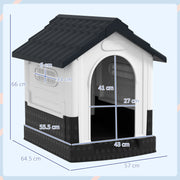 Plastic Dog Kennel with Windows for Small Dogs Ideal for Garden or Patio Use Grey