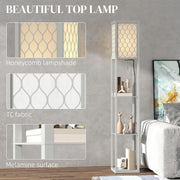 Grey and White Three Shelf Floor Lamp with Fabric Shade for Living Rooms by HOMCOM