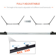 Adjustable Double Garden Hammock with Steel Frame and Pillow for Outdoor Relaxing Red Stripes AOSOM