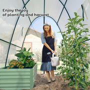 Walk In Tunnel Greenhouse With Screen Windows And Sandbags For Garden Growing White AOSOM