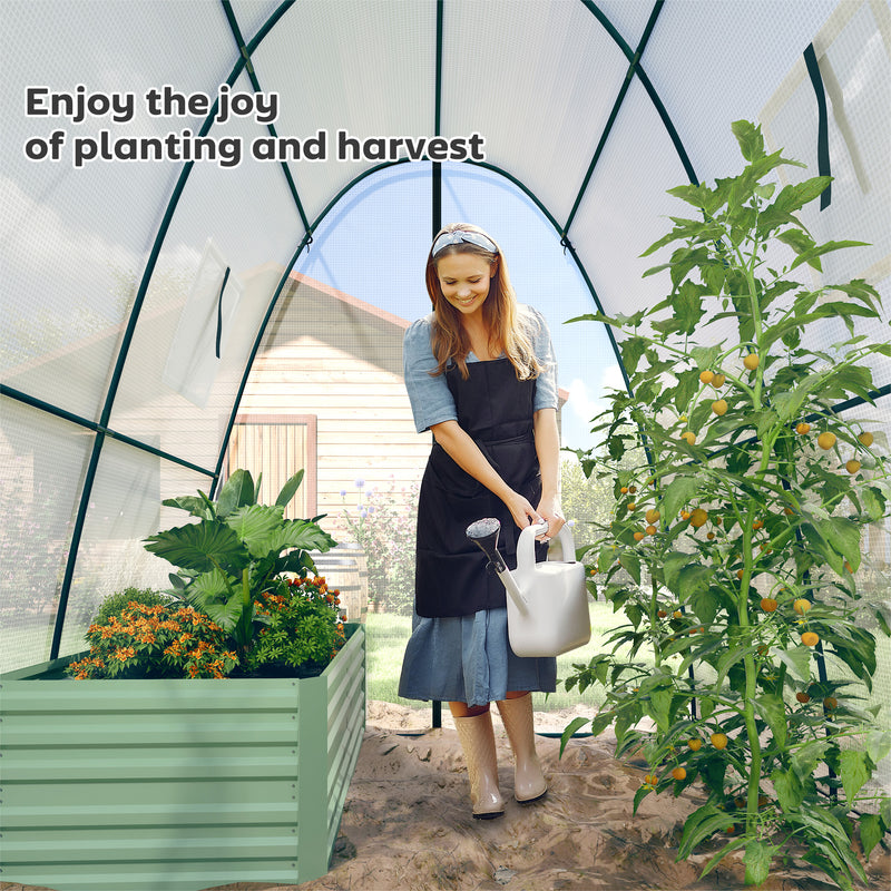 Walk In Tunnel Greenhouse With Screen Windows And Sandbags For Garden Growing White AOSOM