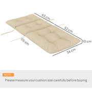 Beige Padded Outdoor Seat Cushion 115 x 56cm for Garden or Patio by Outsunny