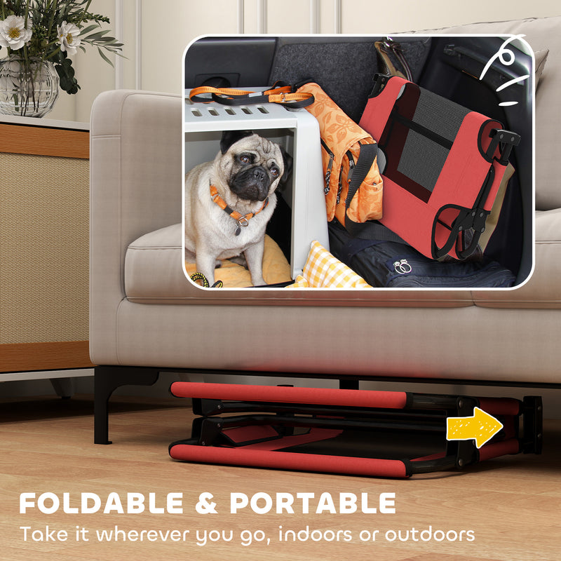Portable Elevated Dog Bed with Breathable Mesh for Indoor and Outdoor Use Red