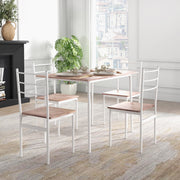 5 Piece Space Saving Dining Table and Chairs Set for Small Kitchens or Flats Brown White