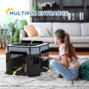 Foldable Dog Playpen with Ground Stakes and Storage Bag for Indoor and Outdoor Use Grey