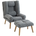 Recliner Chair and Footstool Set for Relaxing at Home with Adjustable Positions Grey