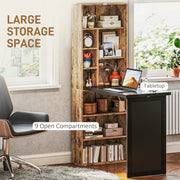 Folding Desk with Blackboard and Side Shelf Rustic Brown Home Office Workstation by HOMCOM