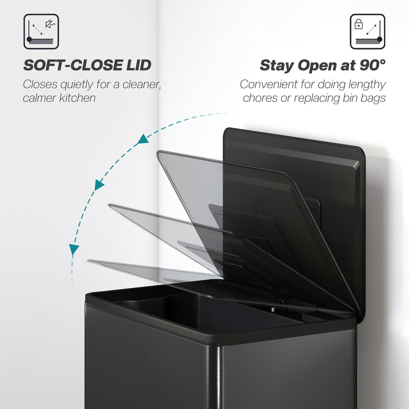 45L Pedal Kitchen Bin with Soft Close Lid and Removable Inner Bucket, Grey