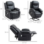 Electric Riser Recliner Chair with Massage and Remote for Elderly Comfort Support Black