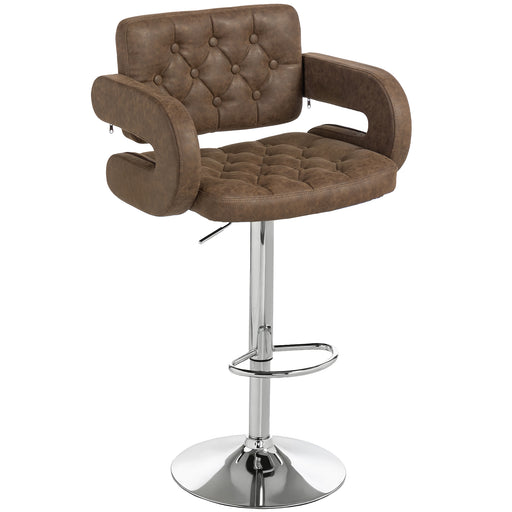 Height Adjustable Swivel Bar Stool with Backrest Armrests and Footrest for Kitchen Coffee