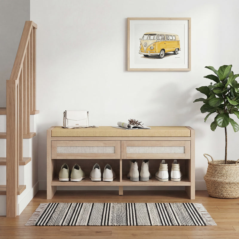 Shoe Storage Bench with Drawers and Cushioned Seat for Organised Hallways Oak and Cream Homcom
