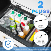 25L Portable Car Fridge Freezer With LED Light and Dual Power For Travel Campervan Grey AOSOM