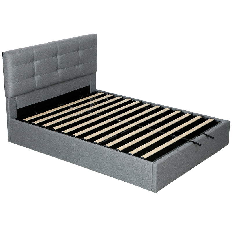 Grey 5ft King Size Ottoman Bed with Gas Lift for Hidden Storage Solution