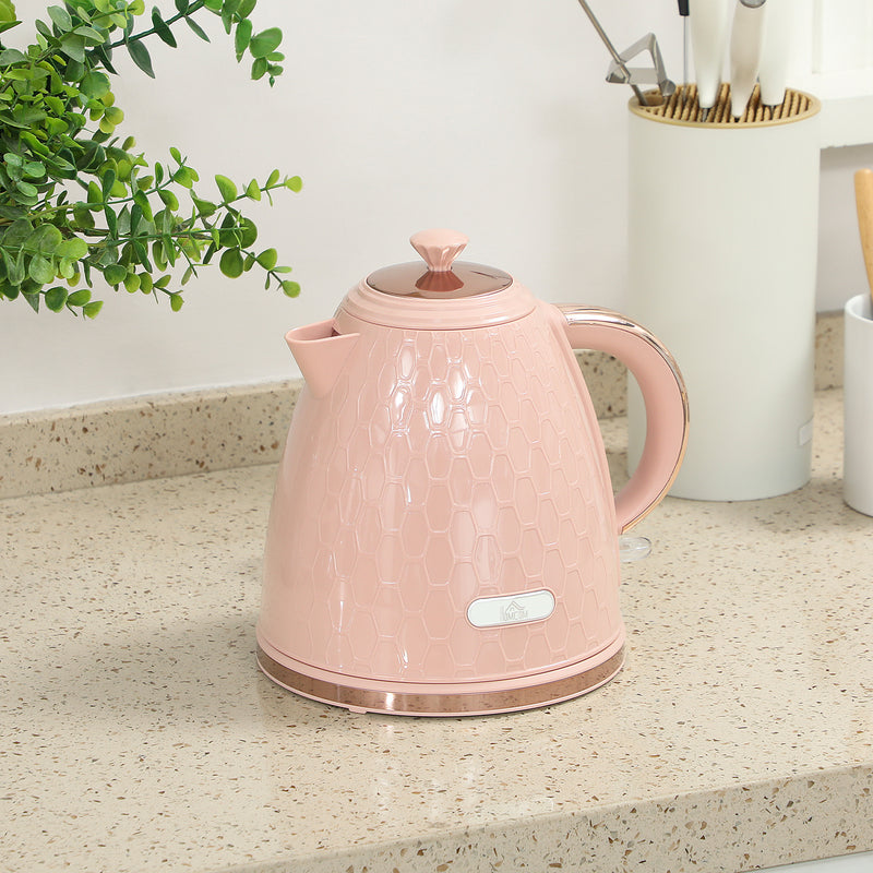 3kW Rapid Boil Electric Kettle With Honeycomb Design Ideal For Fast Brewing, Light Pink