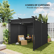 Dark Grey 3 x 3 m Retractable Roof Pergola with Curtains for Garden by Outsunny