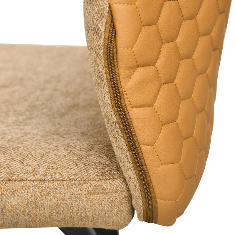Set of 4 Upholstered Bar Stools with Backs and Steel Legs for Kitchen or Dining, Light Brown AOSOM