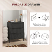 3 Drawer Fabric Chest of Drawers with Aluminium Handles for Bedroom Storage Black
