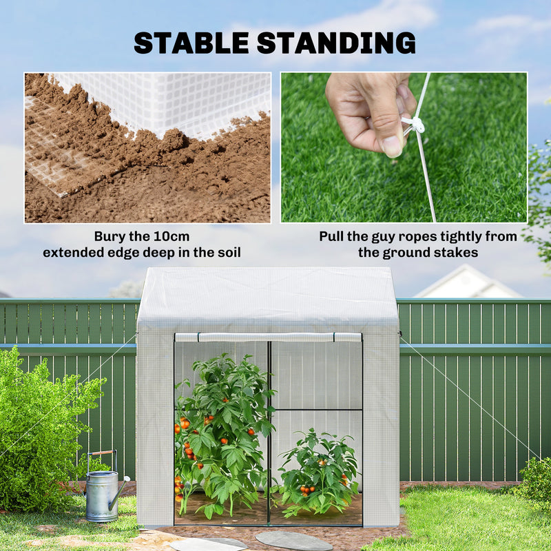 Two-Room Walk-In Greenhouse with Roll-Up Door & Mesh Windows – 140 x 200cm Outsunny