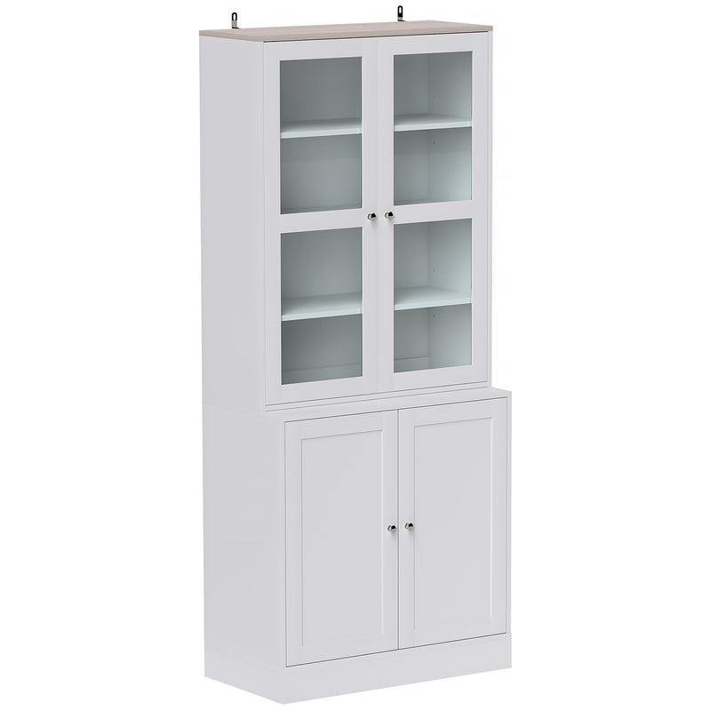 White Double Storage Display Cabinet with Shelves by HOMCOM