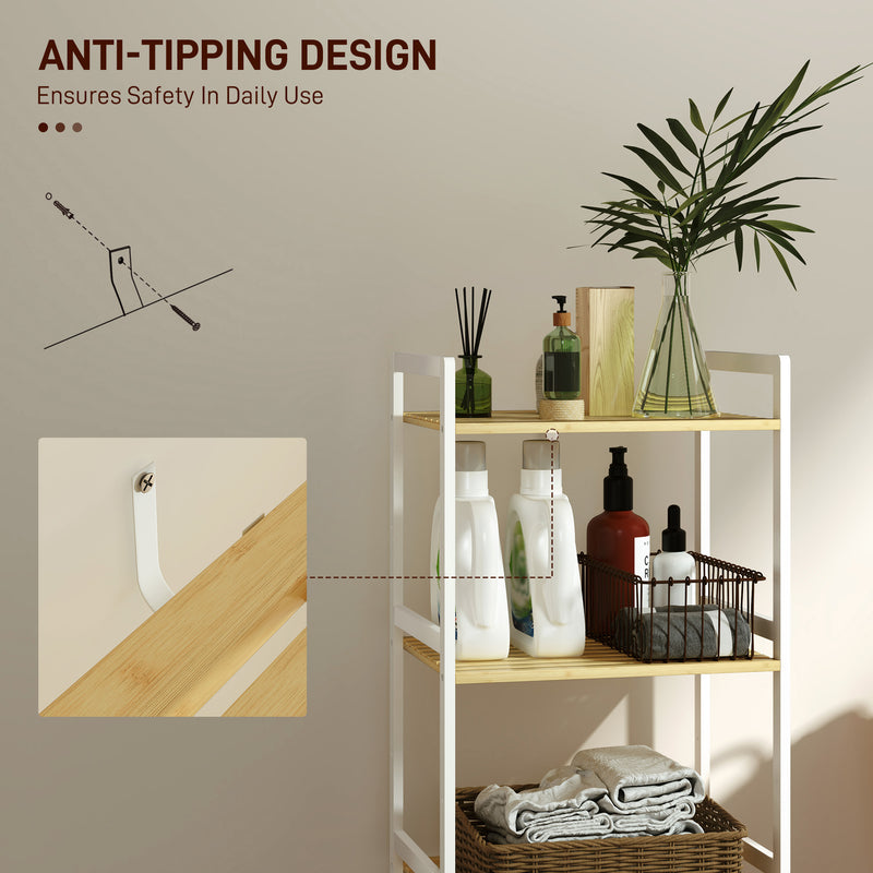 Three Tier Bamboo Storage Shelf Adjustable Freestanding Unit for Home or Office by Homcom