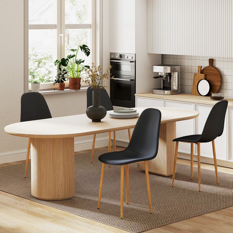 Set of 4 Black Modern Dining Chairs with Backrest and Steel Legs for Kitchen or Dining Room by HOMCOM