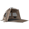 Pop Up Beach Tent for Quick Sun Shelter with Mesh Windows and Carry Bag Brown Outsunny