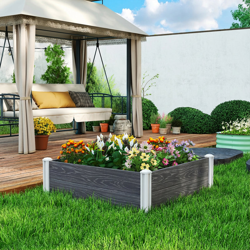 Raised Garden Bed for Easy Vegetable and Flower Growing with Open Bottom Drainage, Dark Grey Outsunny