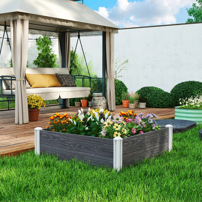 Raised Garden Bed for Easy Vegetable and Flower Growing with Open Bottom Drainage, Dark Grey Outsunny