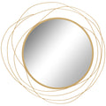 Abstract Metal Wire Wall Mirror with Hanging Accessories for Modern Decor Gold Tone