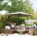 Grey Cantilever Parasol 3.7 x 2.7m With 360 Rotation Tilt UPF50 Sun Shade by Outsunny